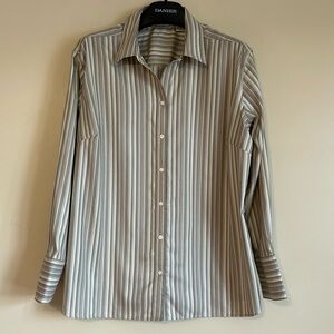Eddie Bauer Shirt button front striped Wrinkle‎ Resistant Cotton XXL